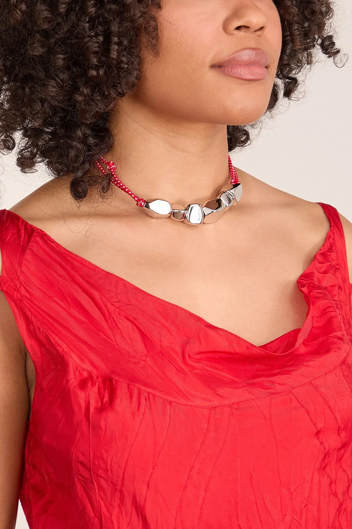 Stone Cord Necklace in Red Nickel - Image 2