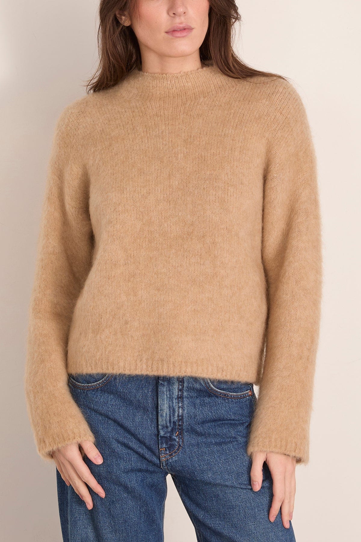 Stretch Baby Suri Alpaca Oversized Sweater in Honey - Image 3