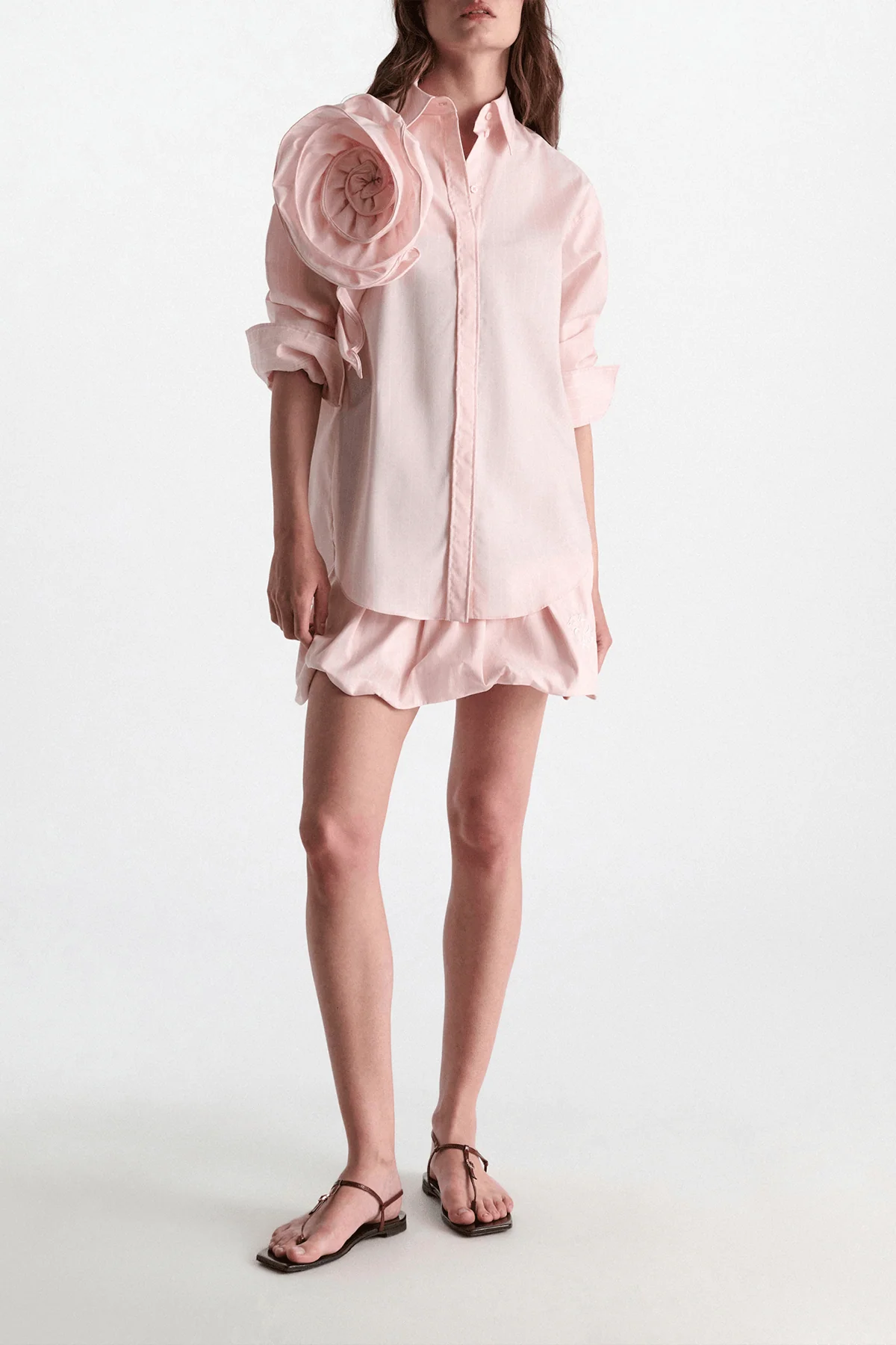 Striped Power Blouse in Rose White - Image 2