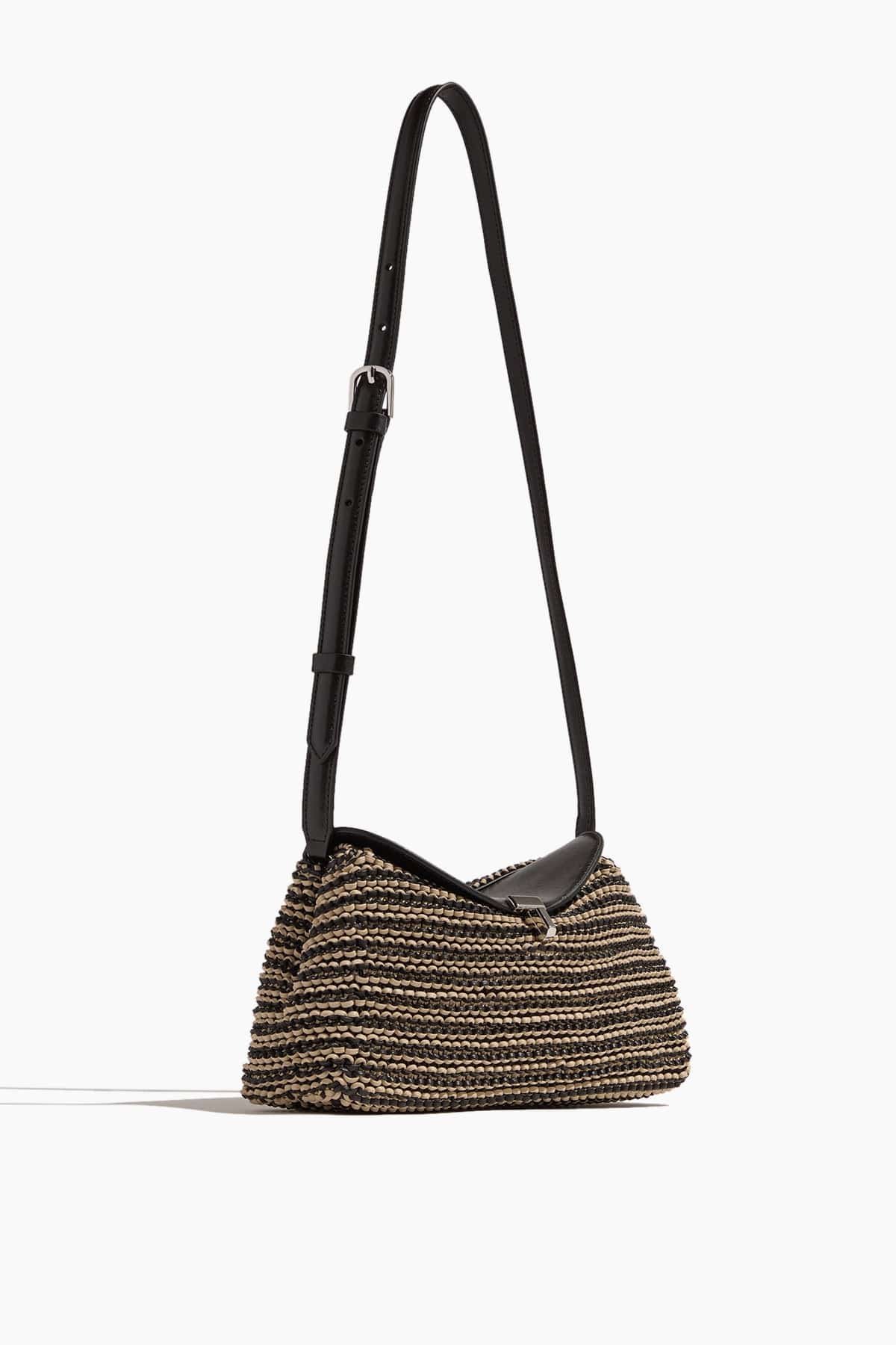 T-Lock Woven-Leather Clutch in Black/Sand - Image 3