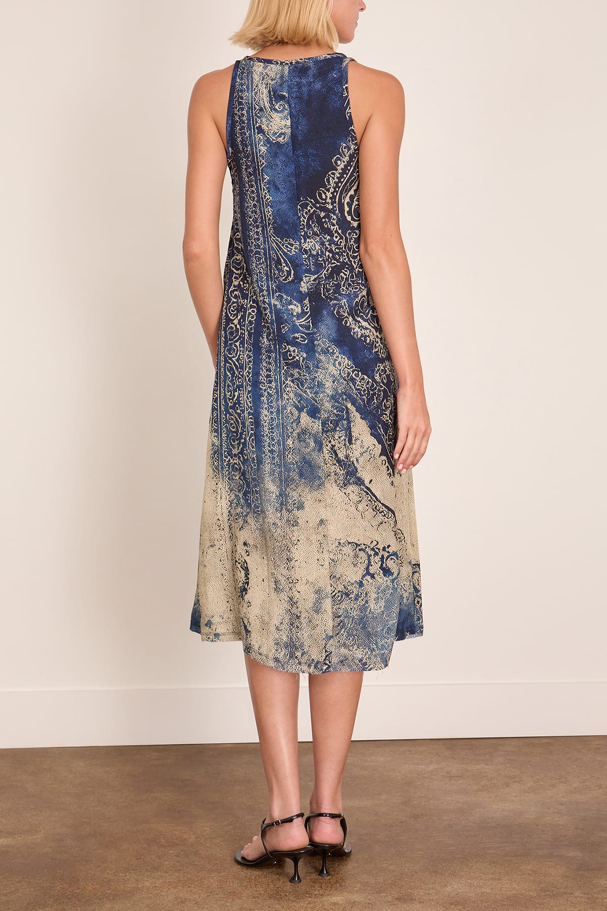 Tank Dress in Blue Distressed Medallion - Image 4