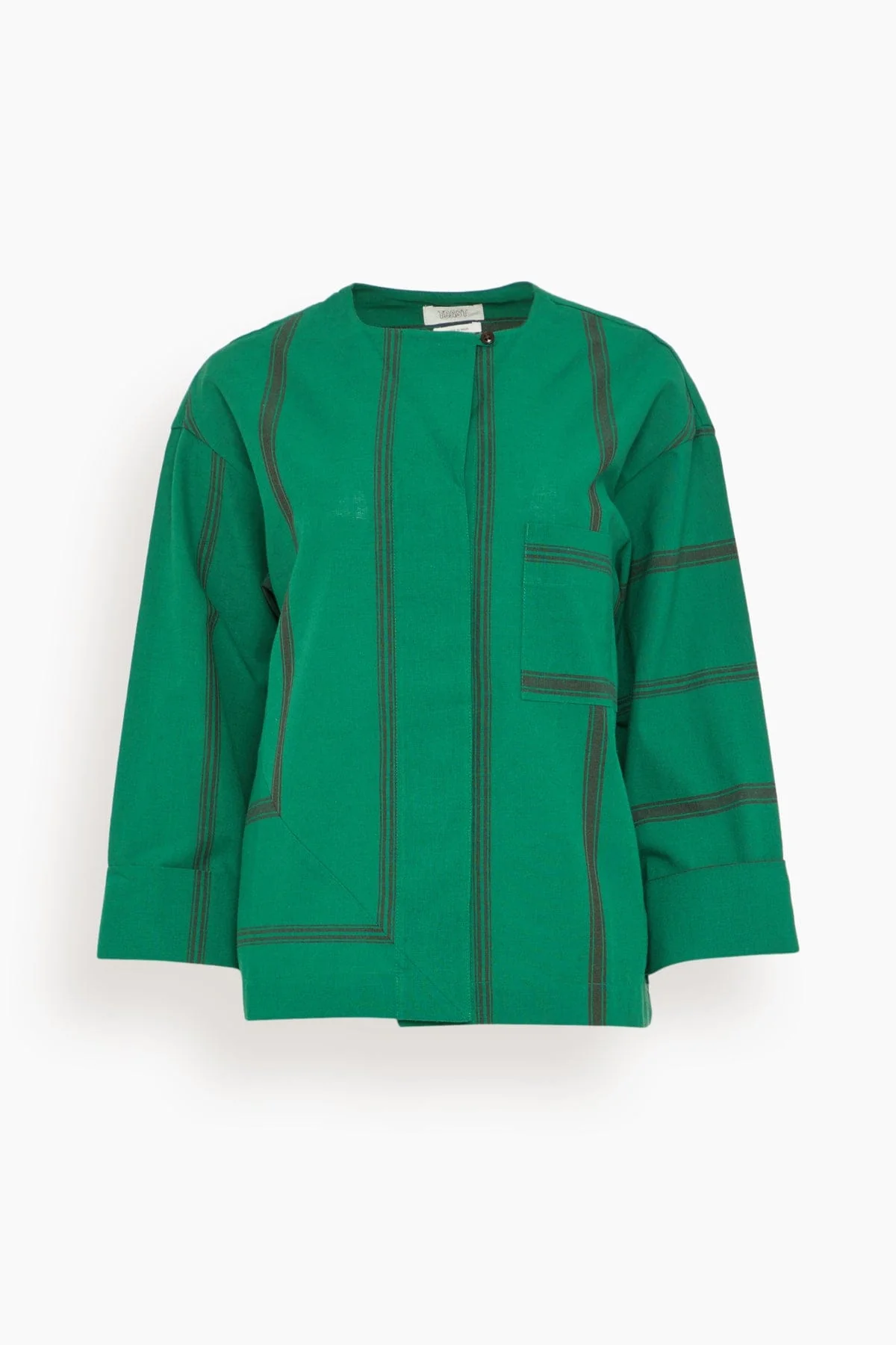 Tea Towel Stripe Long Sleeve Top in Sea Green