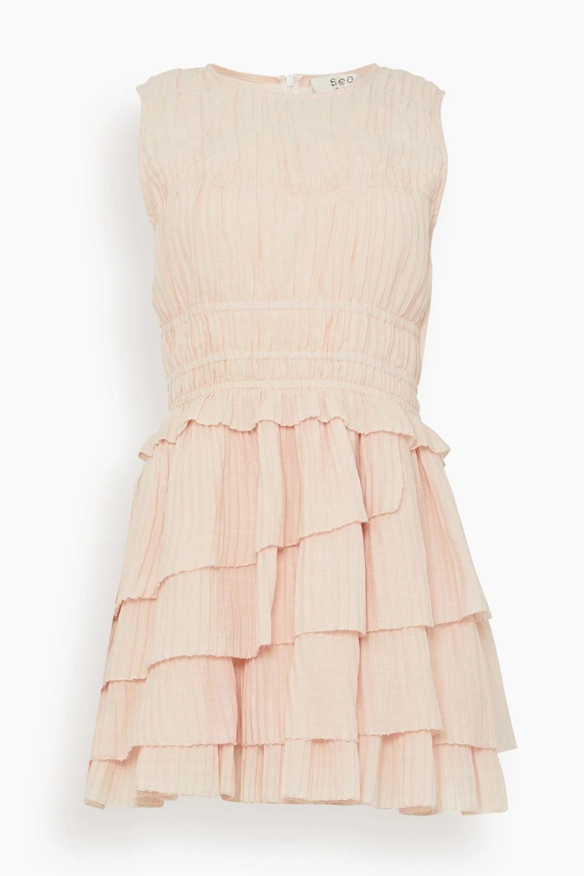 Thalia Ramie Tank Mini Dress in Blush