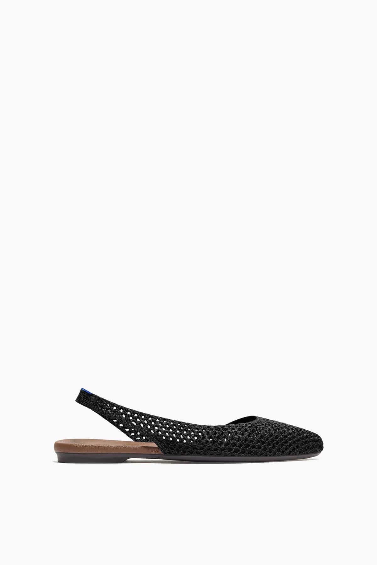 The Almond Slingback in Black Mesh