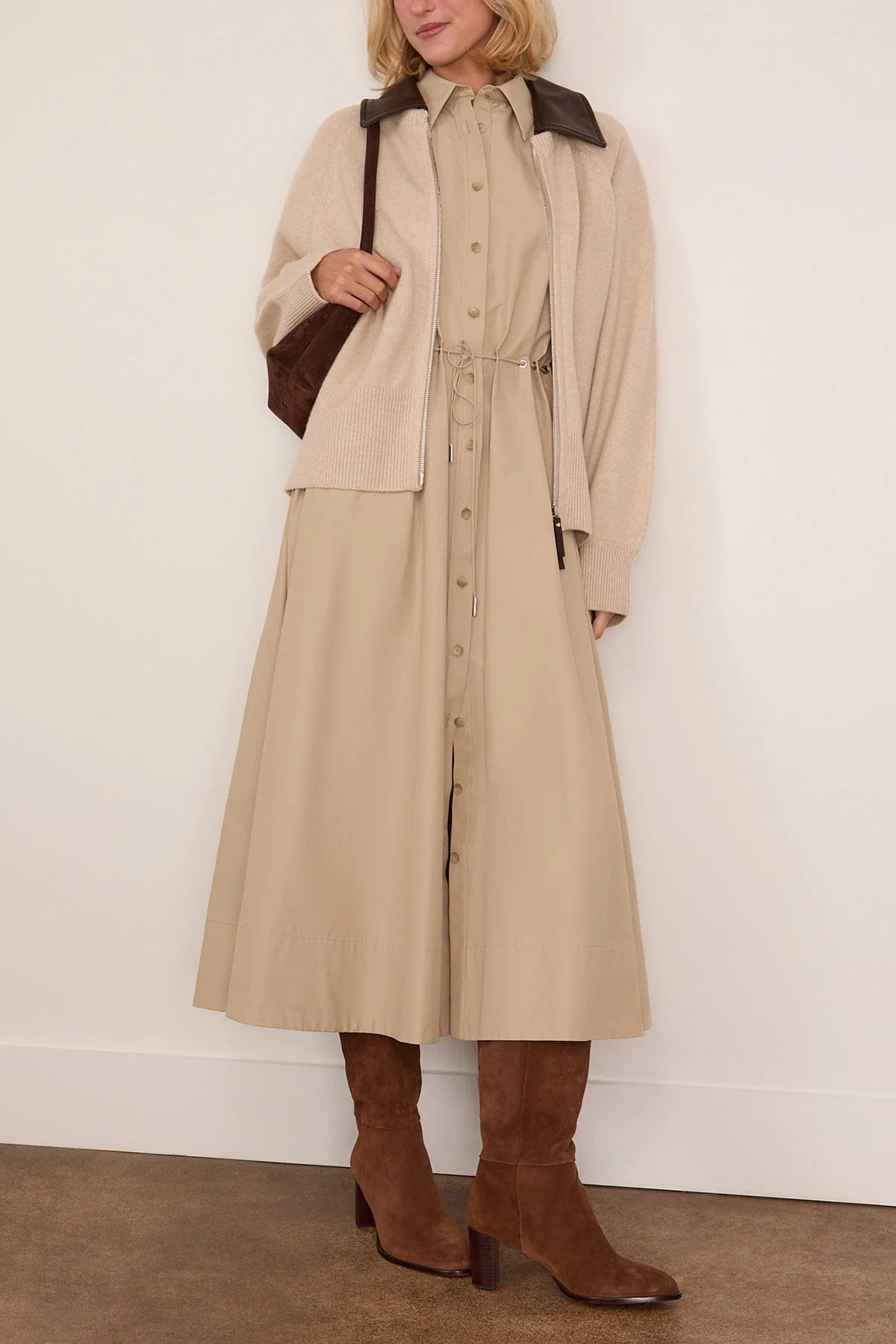 The Conrad Knit Jacket in Oatmeal/Brown - Image 2