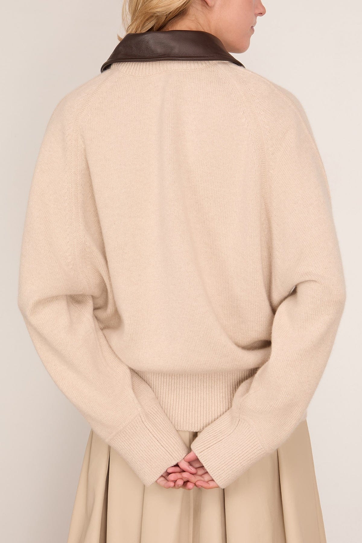 The Conrad Knit Jacket in Oatmeal/Brown - Image 4