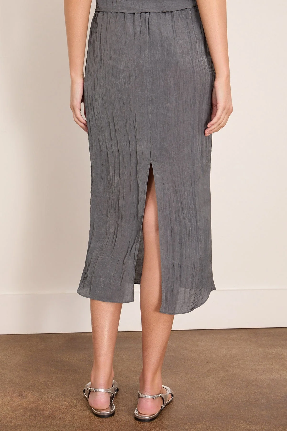 The Crinkle Slip Skirt in Dark Grey - Image 4