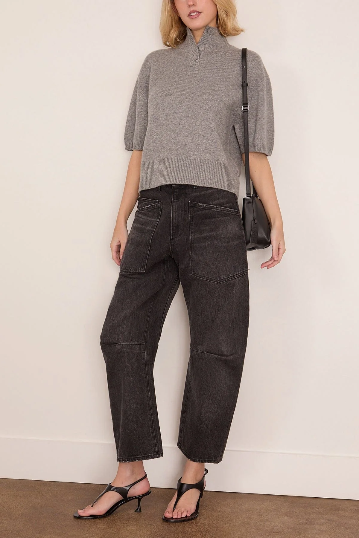 The Kinley Cropped Henley in Husky Grey - Image 2