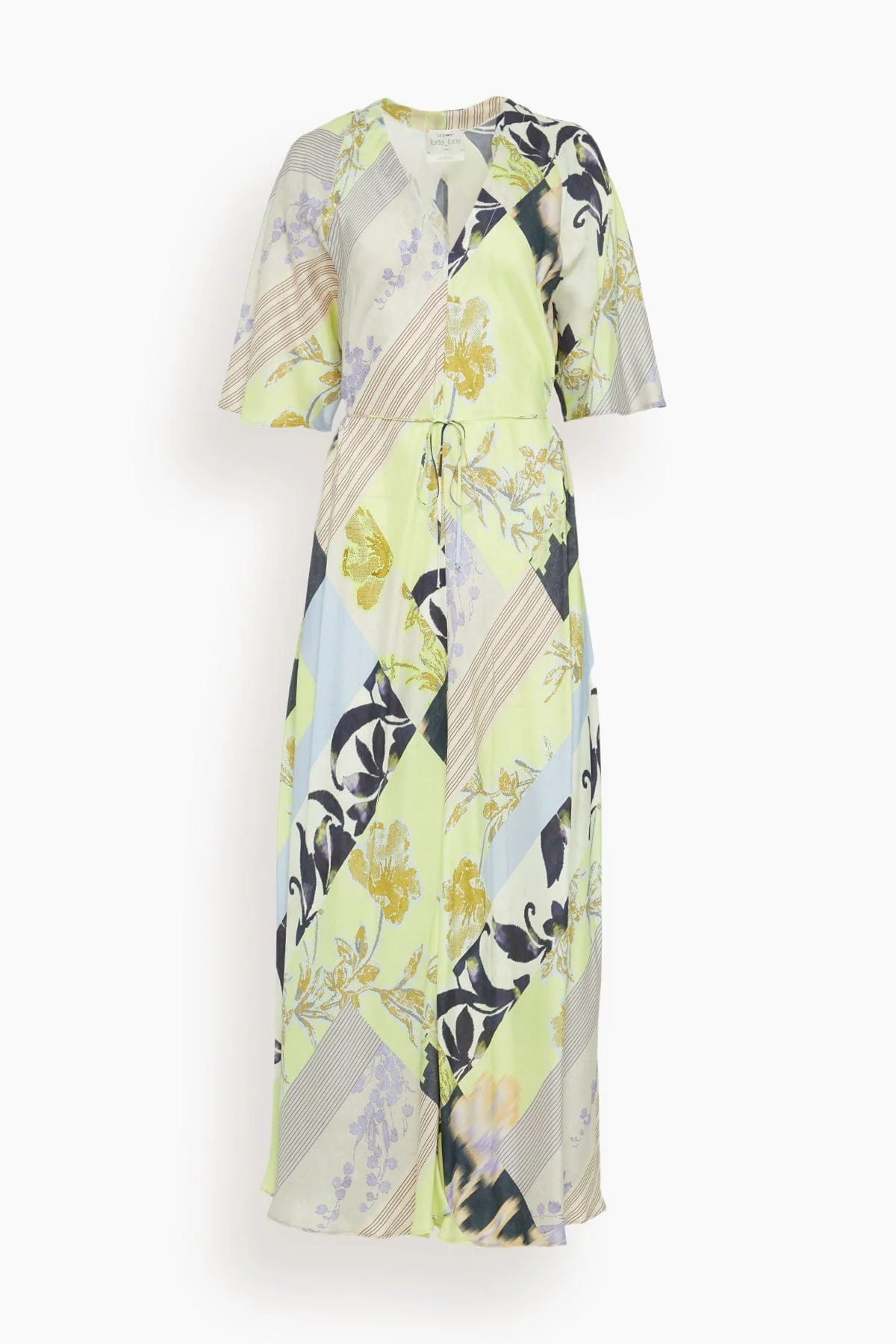 The Secret Garden Print Viscose Silk Twill Dress in Luce