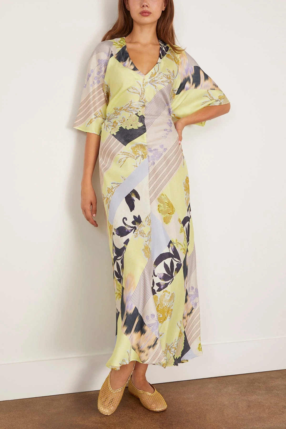 The Secret Garden Print Viscose Silk Twill Dress in Luce - Image 3