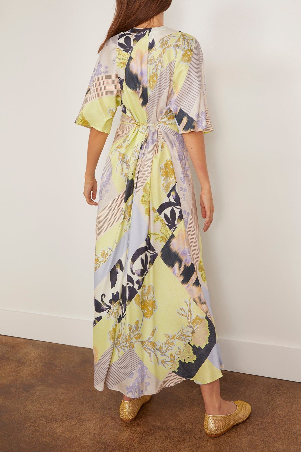 The Secret Garden Print Viscose Silk Twill Dress in Luce - Image 4