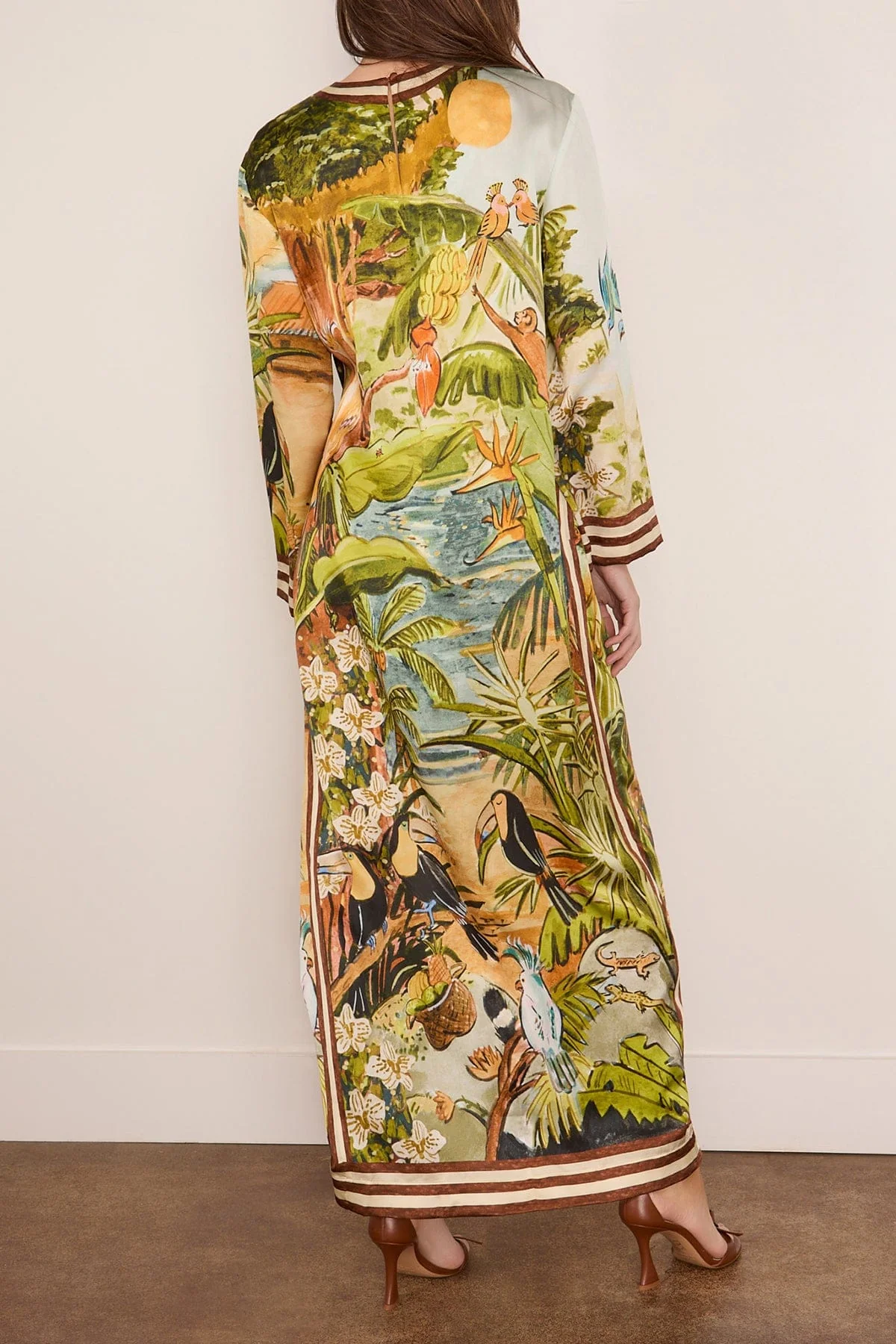 Toucan Tango Silk Midi Dress in Multi - Image 4