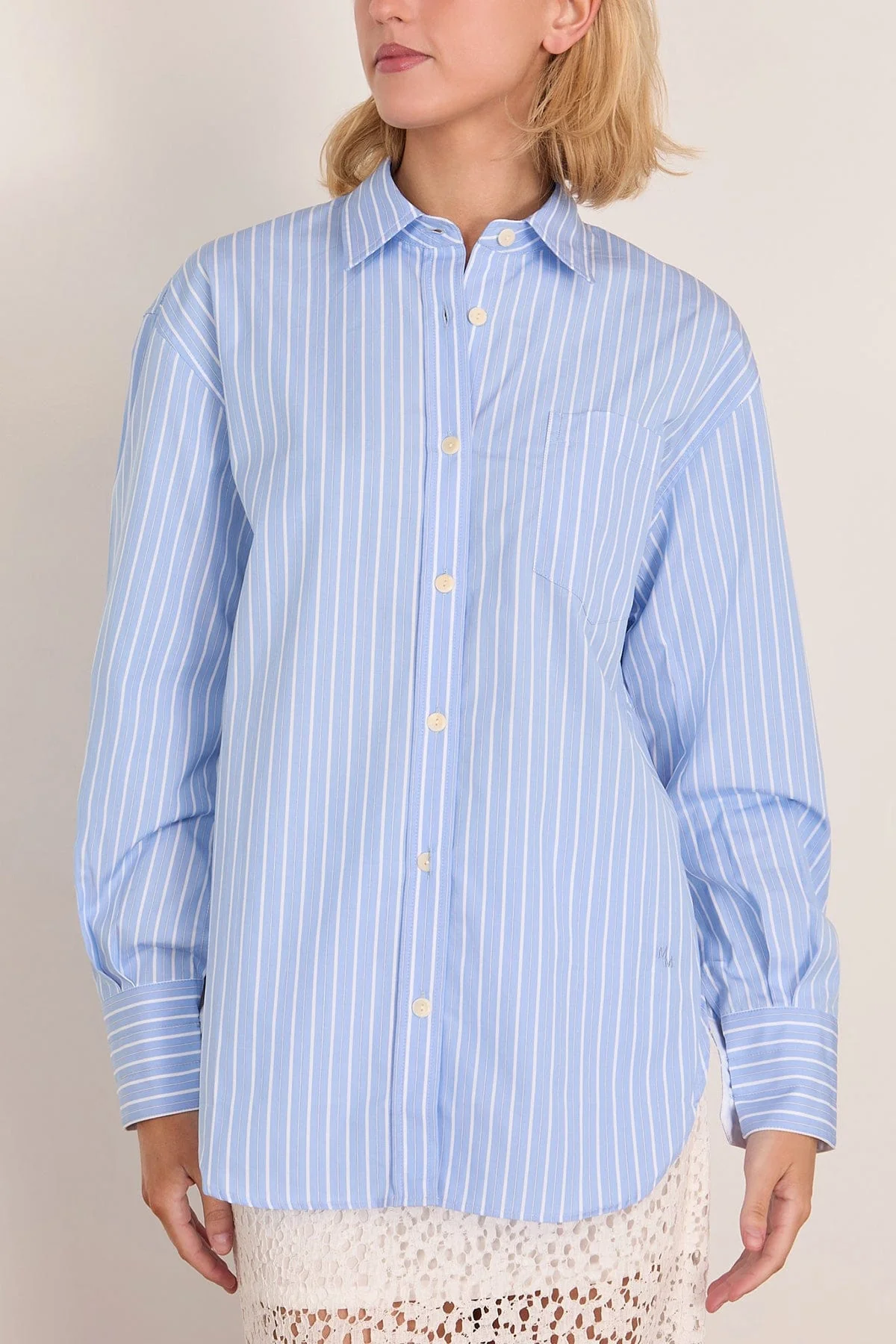 Tunic Shirt in Sky Blue Stripe - Image 3