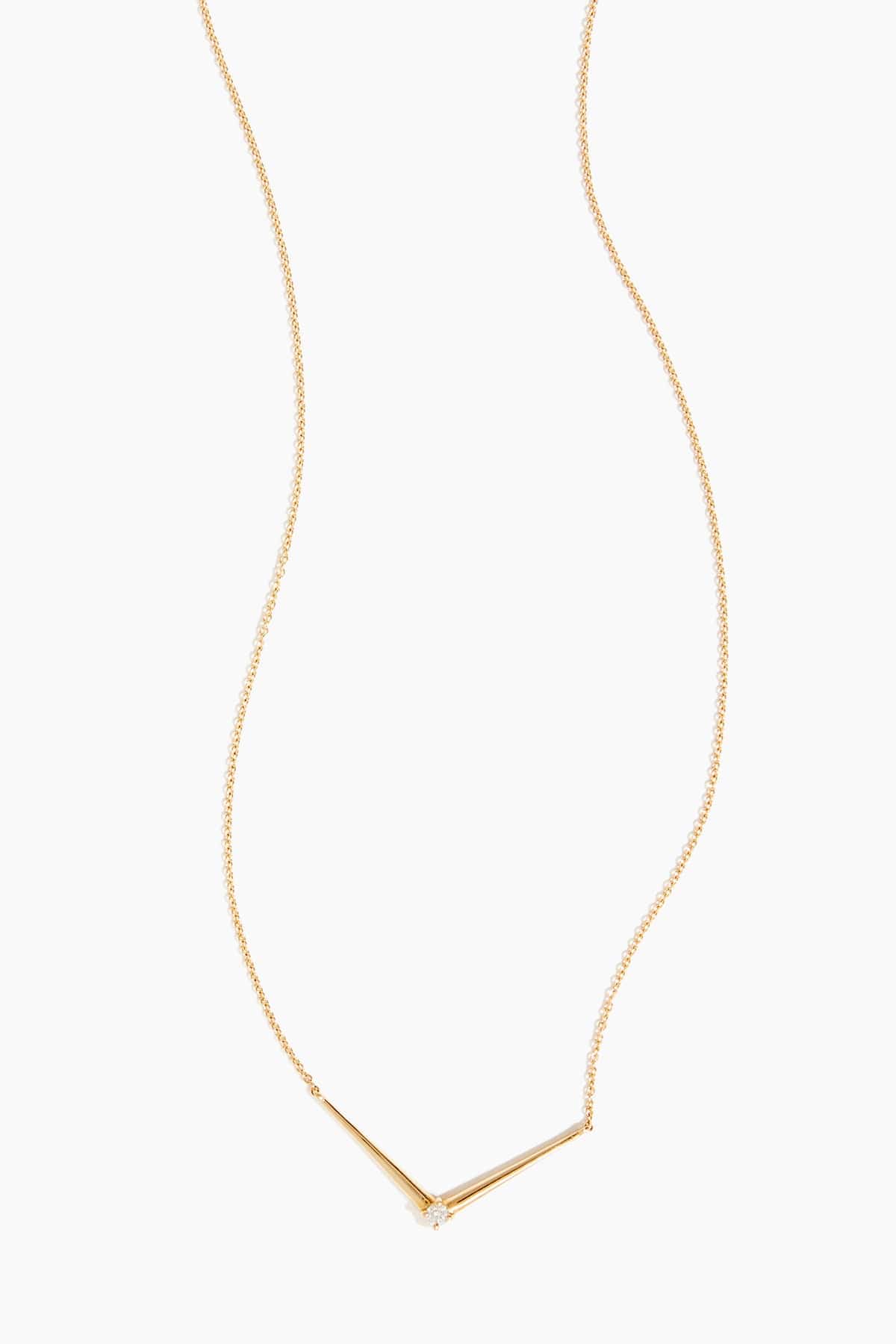 V Diamond Necklace in 14k Yellow Gold