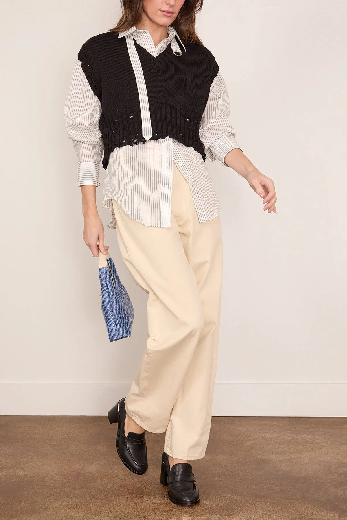 V-Neck Sweater Vest in Black - Image 2