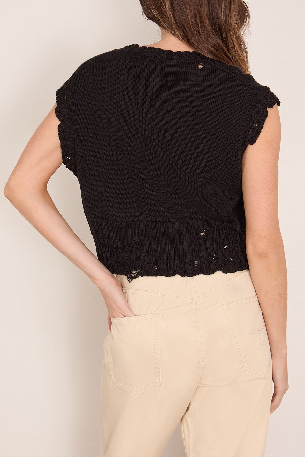 V-Neck Sweater Vest in Black - Image 4