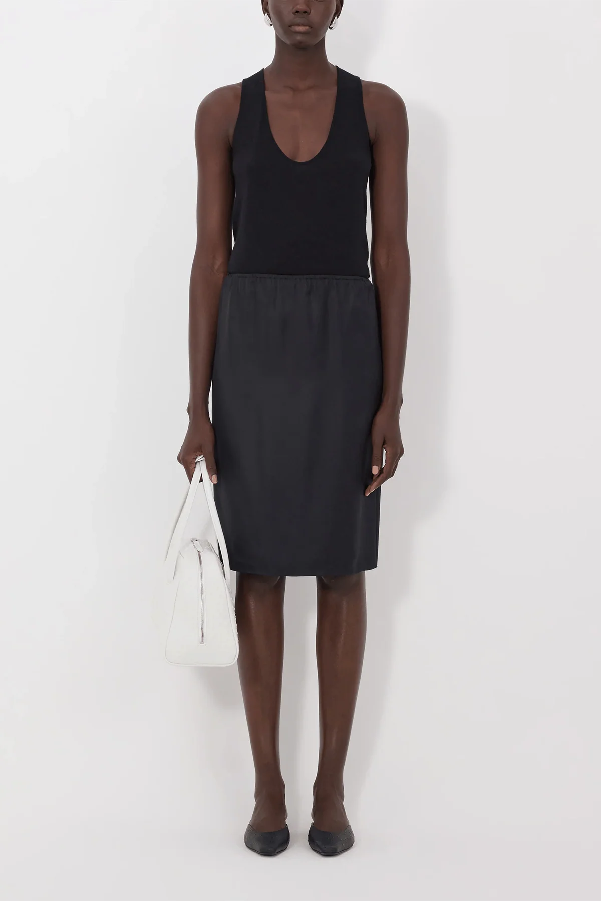 Vasali Knee Length Skirt in Black - Image 2
