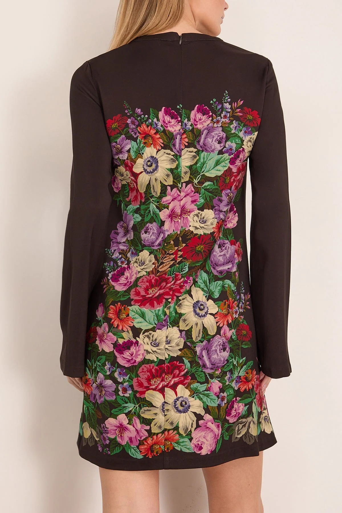 Viktoria Print Long Sleeve Mini Dress in Multi - Image 4