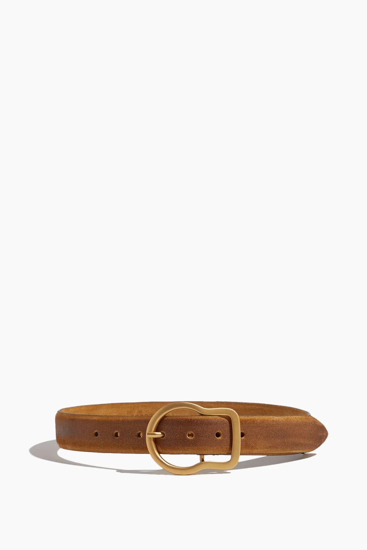 Waxed Statement Suede Belt in Camel