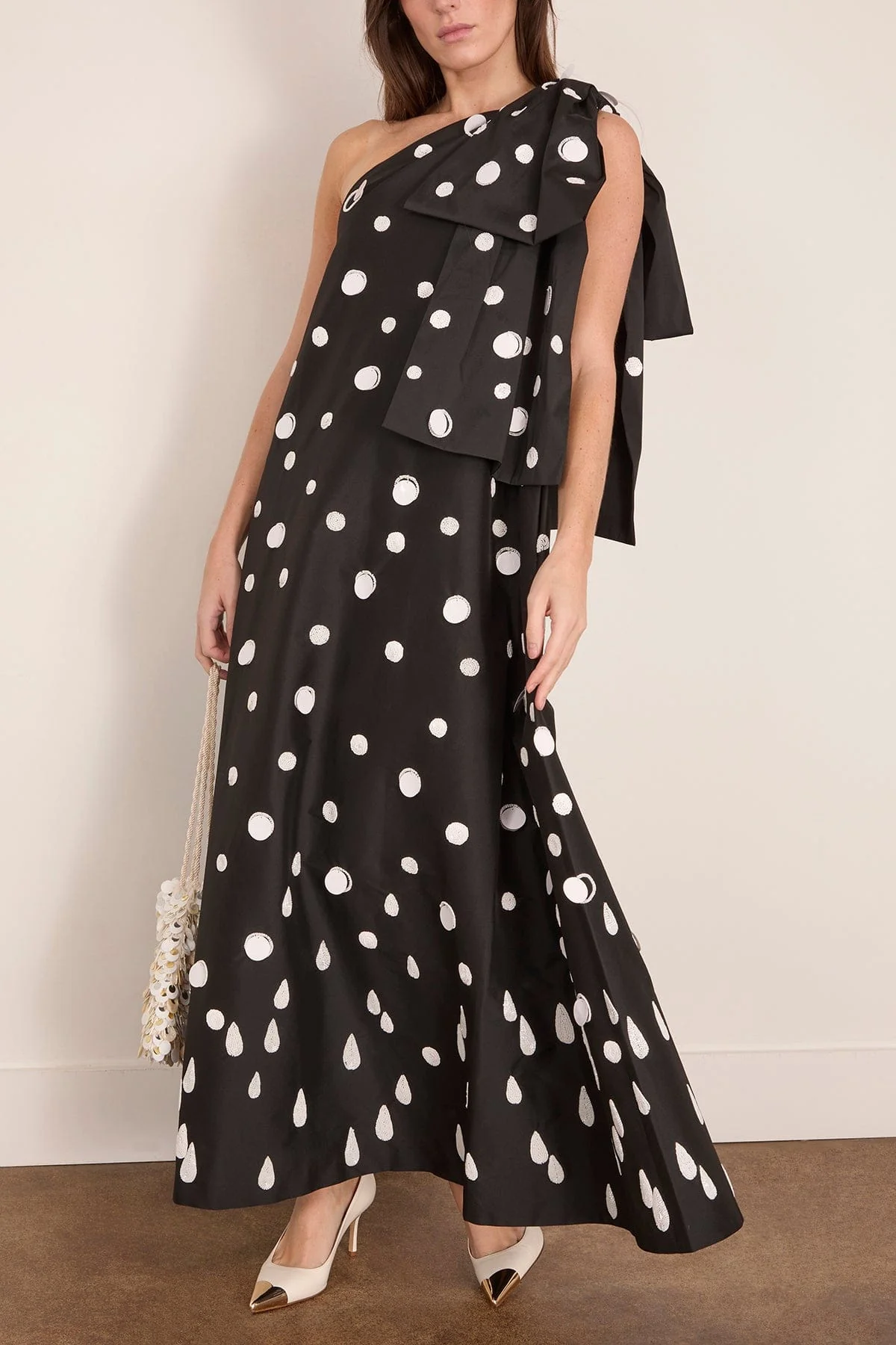 Winnie Midi Dress in White Polka Rain - Image 2