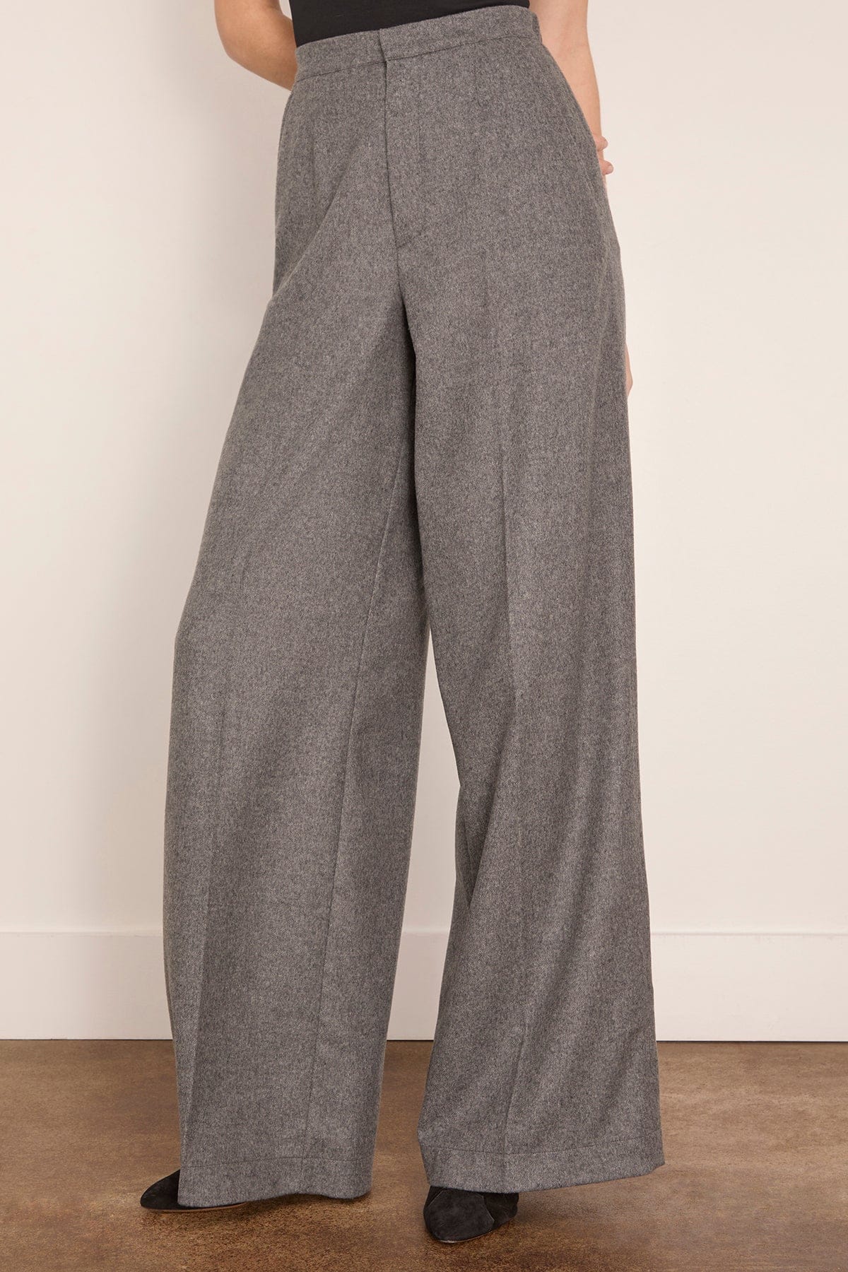 Wool Cloth Palazzo Pants in Grigio Melange - Image 3