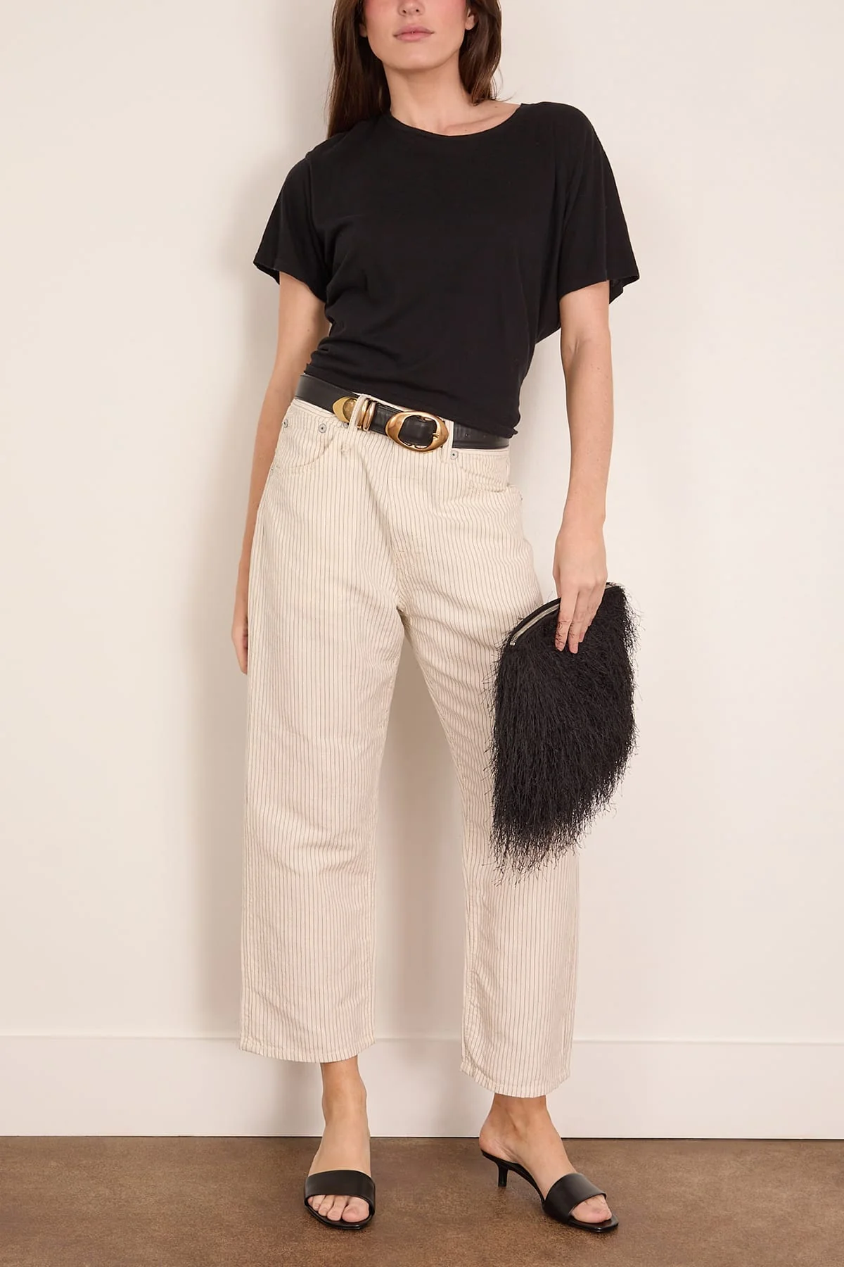 X-BF 5-Pocket Pant in White with Black Mini Stripe - Image 2