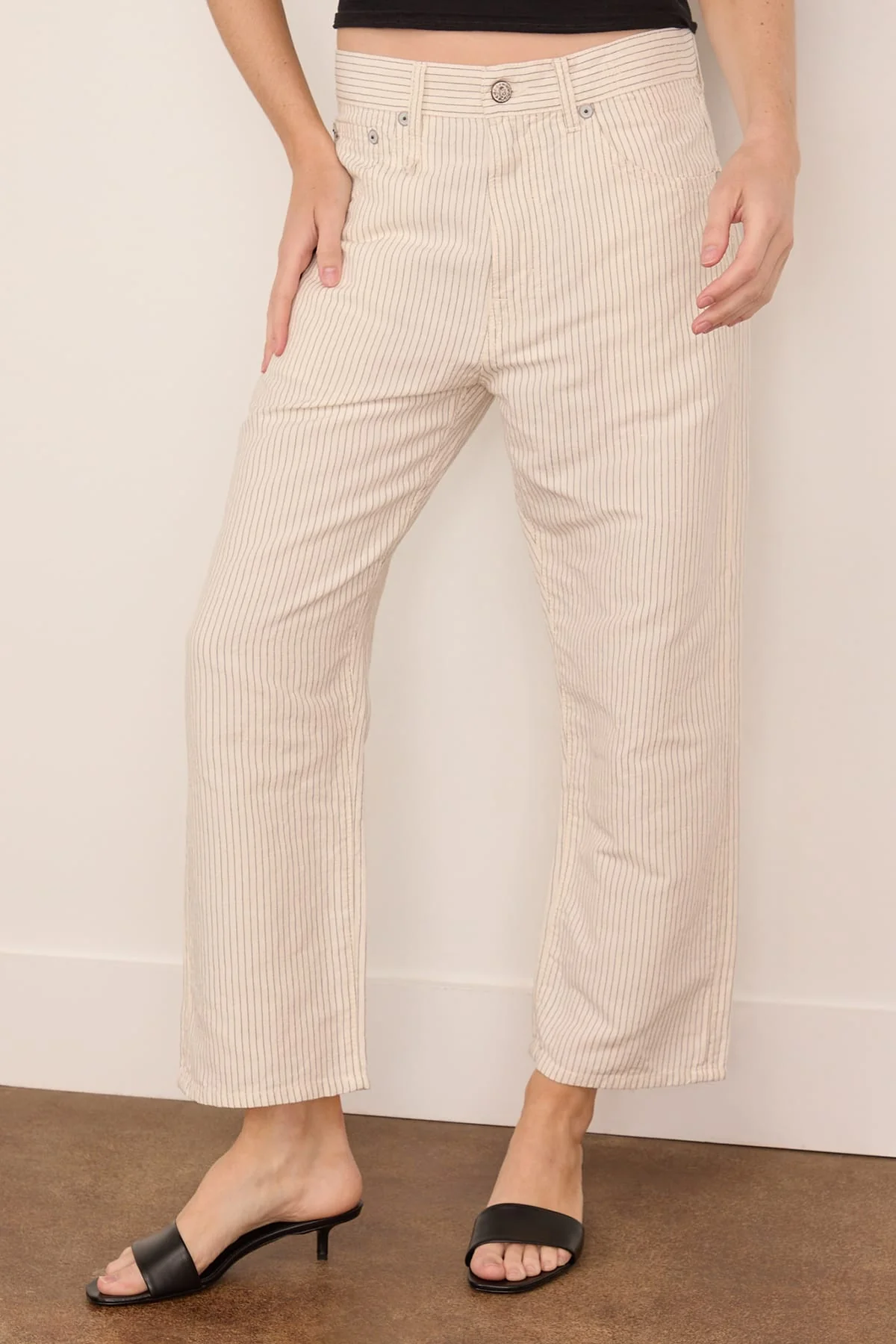 X-BF 5-Pocket Pant in White with Black Mini Stripe - Image 3