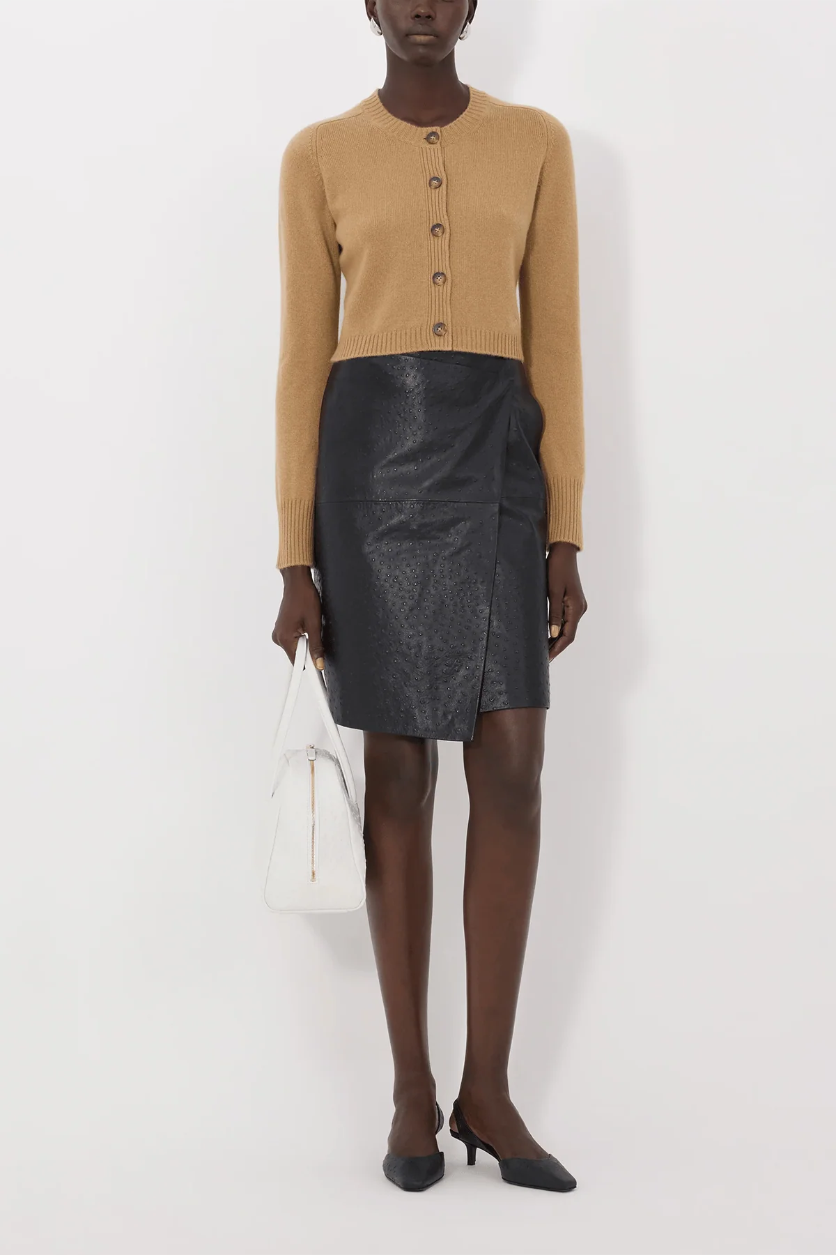 Zephir Cropped Cardigan in Camel - Image 2