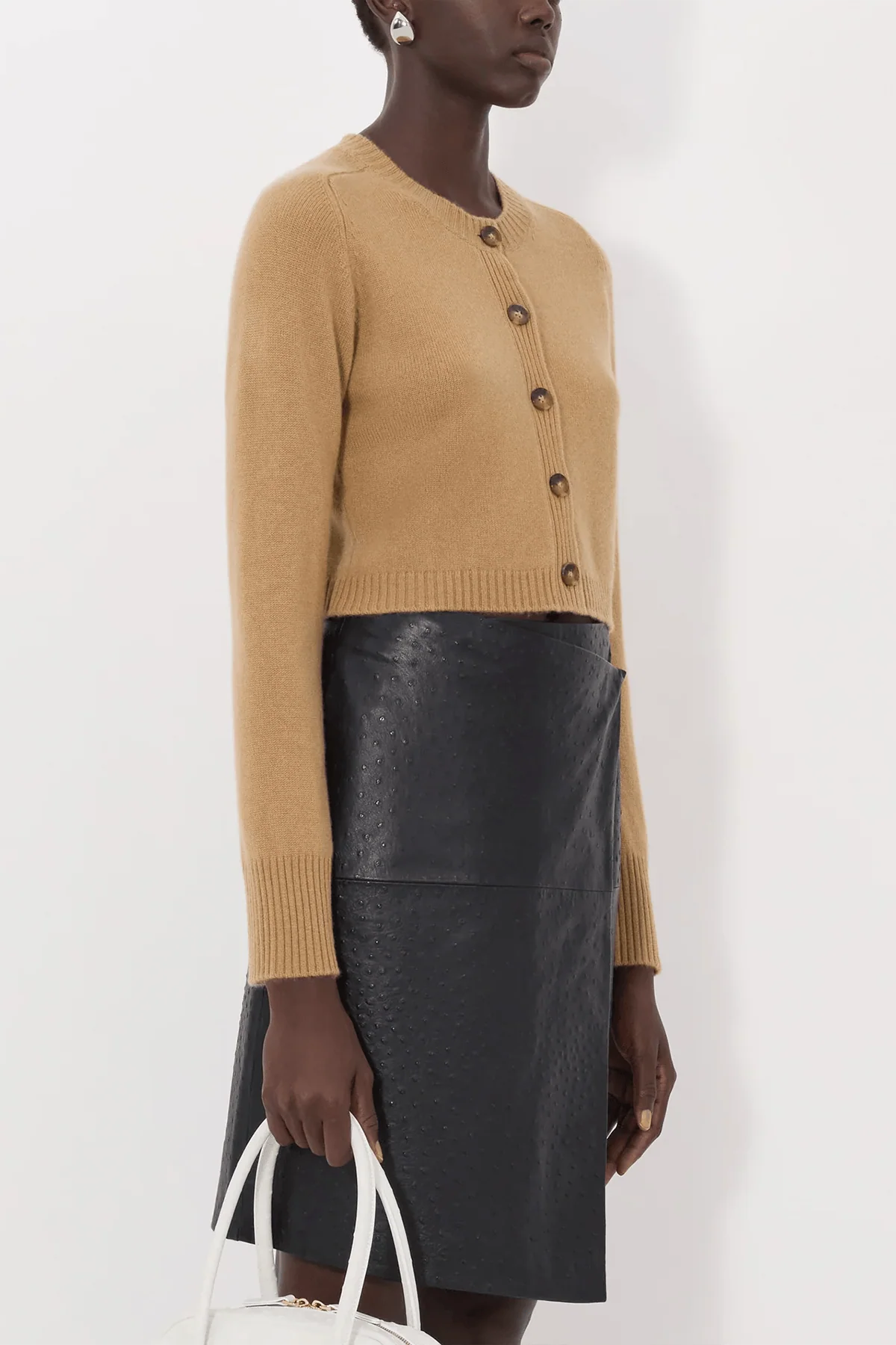 Zephir Cropped Cardigan in Camel - Image 3