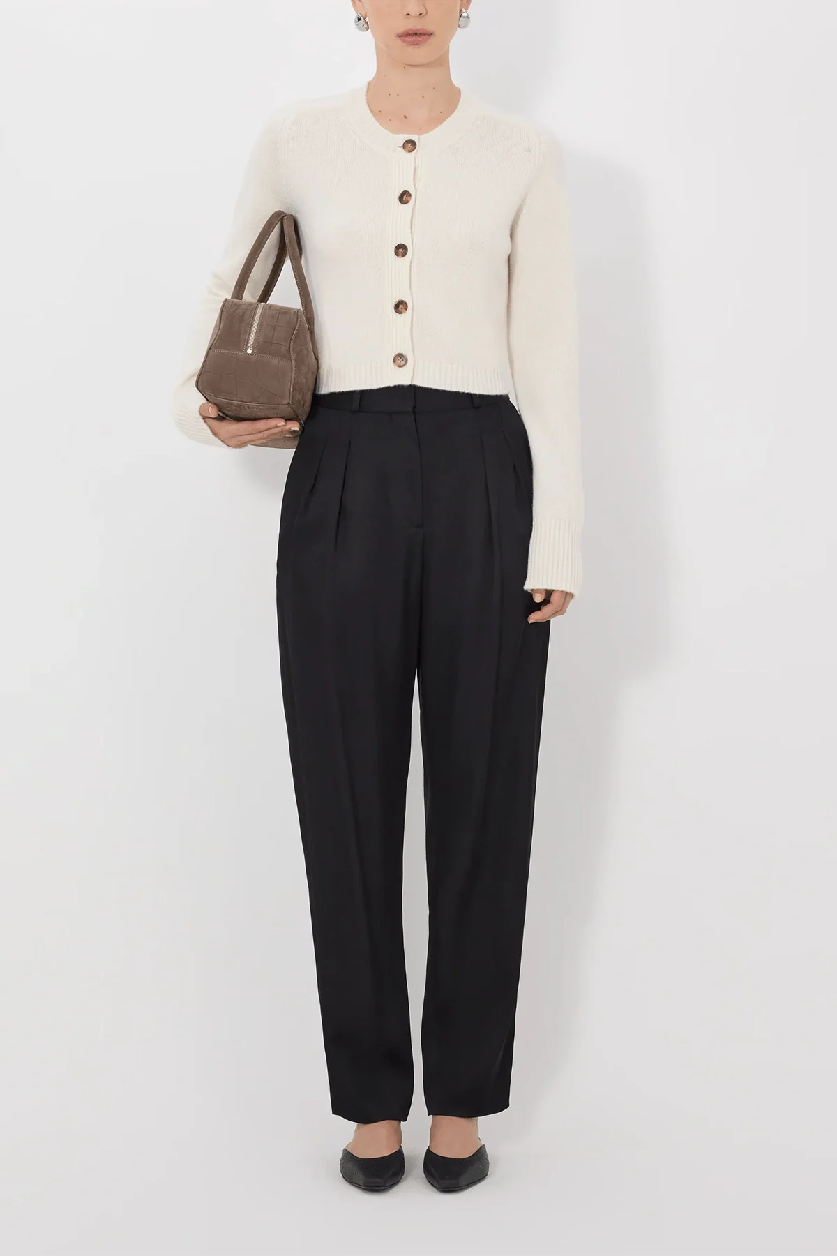 Zephir Cropped Cardigan in Ivory - Image 2